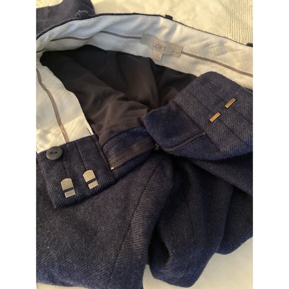 Ann Taylor LOFT Marisa Wool Pants Low Rise Lined Trousers Women Petite 0 0P Blue - Picture 8 of 11